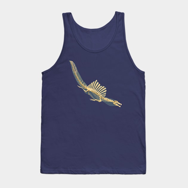 Spinosaurus Aegyptiacus (skeleton and silhouette diving) Tank Top by NikSwiftDraws